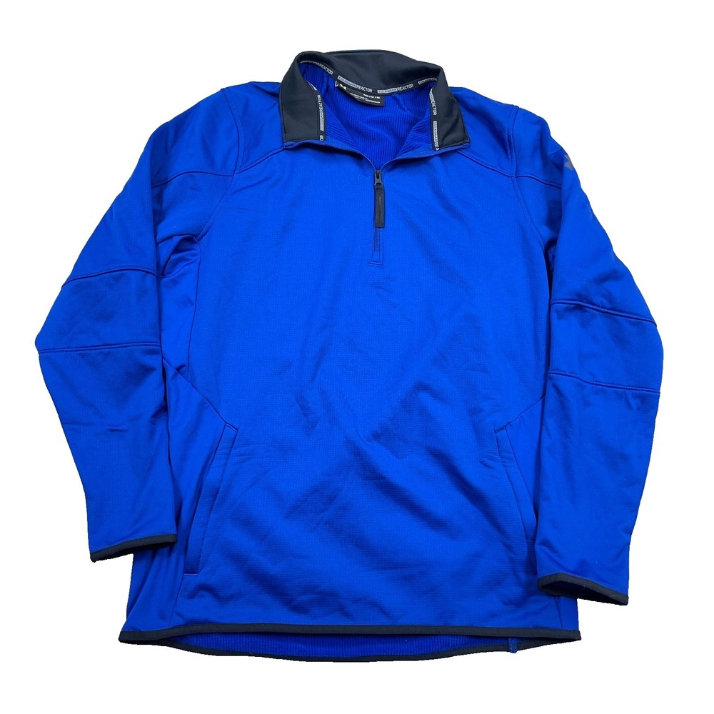 Under Armour Sweater Men Medium Royal Blue Pullover Quarter Zip ColdGear Reactor